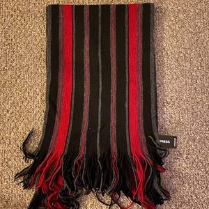 Express Black/Grey/Red Striped Scarf